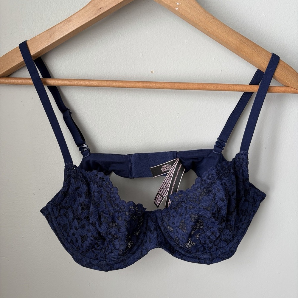 Victoria's‎ Secret Blue Lace Body By Victoria Unlined Demi Bra Size 36C